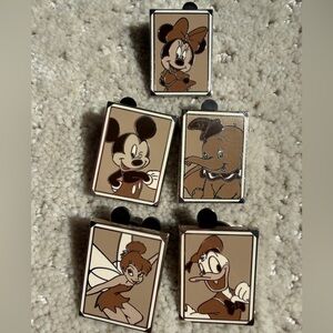 Disney Character Pins - Neutral Brown Tones